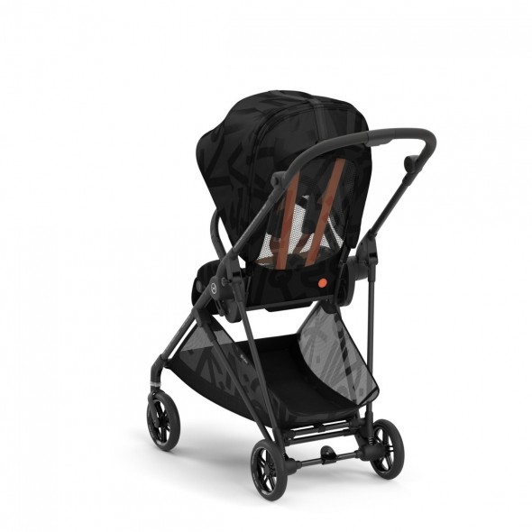 Коляска прогулочная Cybex Melio Street (с дождевиком), Real Black (Черный с принтом)