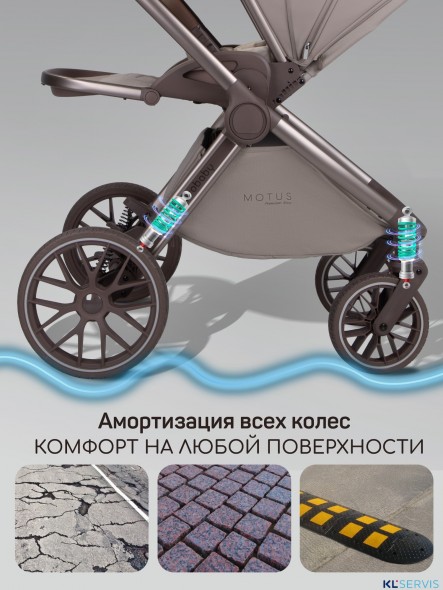 Коляска детская из экокожи 2в1 Amarobaby Motus Premium Ecco Exclusive