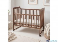 Кроватка колесо-качалка полностью из натурального дерева Bambini 03