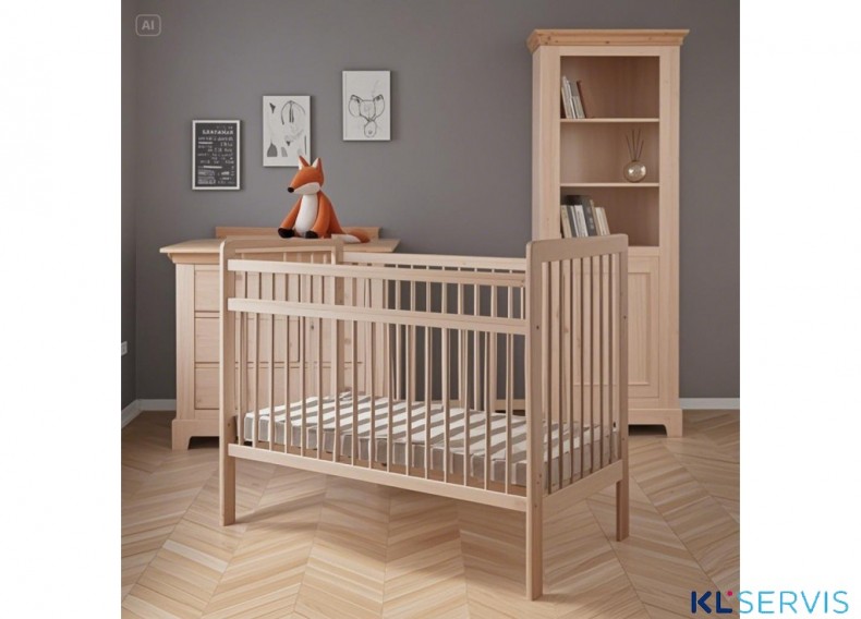 Кроватка колесо-качалка полностью из натурального дерева Bambini 03