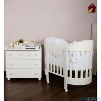 Детская кровать Italbaby Happy Family Oval, белый (в комплекте матрас и белье 4)