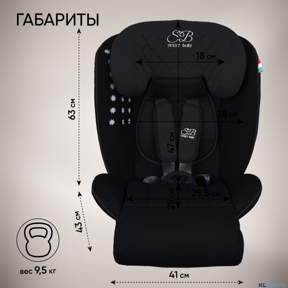 Автокресло группа 0123 (0-36) Sweet Baby Fortuna 360 SPS Isofix