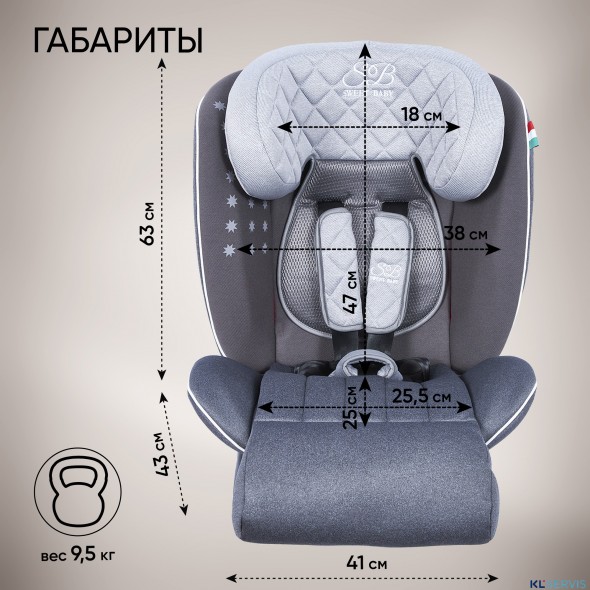 Автокресло группа 0123 (0-36) Sweet Baby Fortuna 360 SPS Isofix