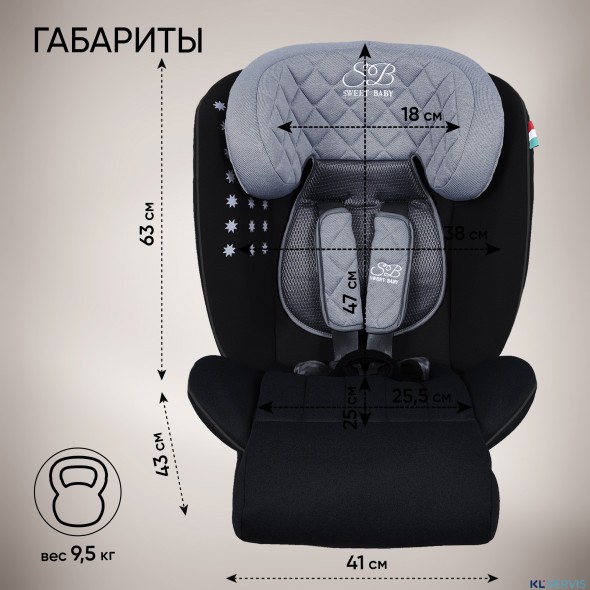 Автокресло группа 0123 (0-36) Sweet Baby Fortuna 360 SPS Isofix