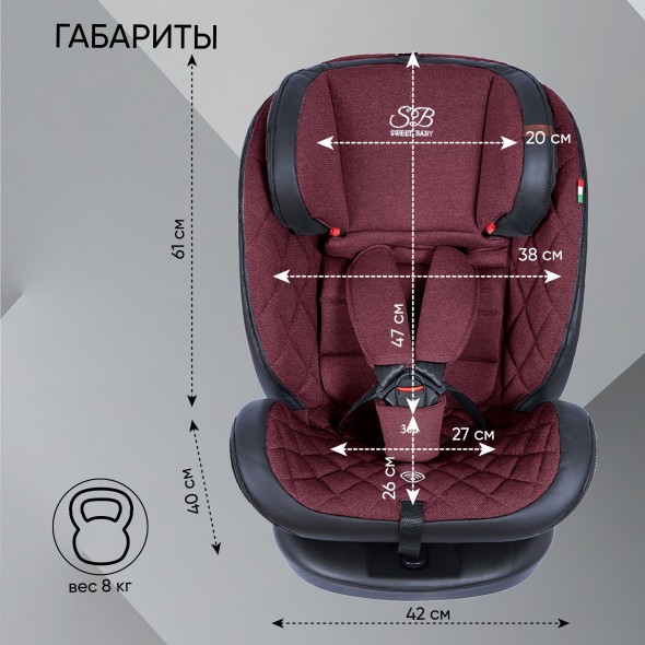 Автокресло поворотное группа 0123 (0-36) Sweet Baby Ranger 360 Isofix