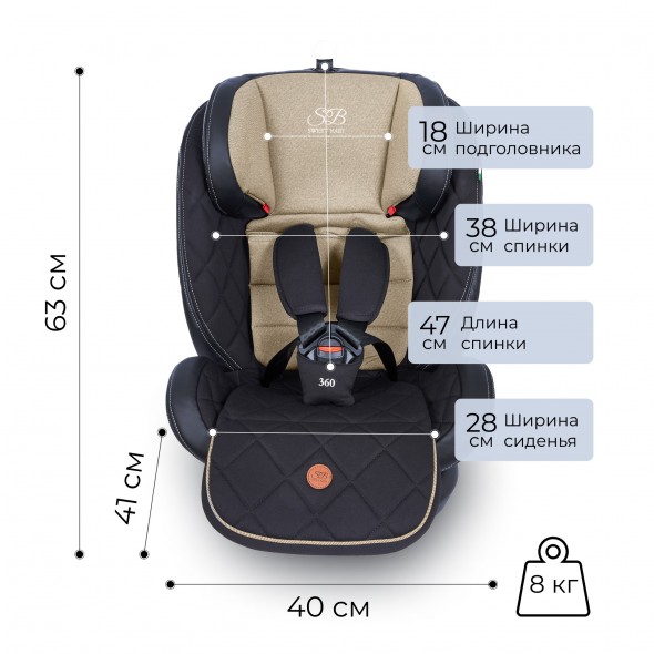 Автокресло поворотное группа 0123 (0-36) Sweet Baby Suburban 360 Isofix