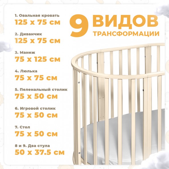 Кроватка-трансформер 9в1 Sweet Baby Delizia V2